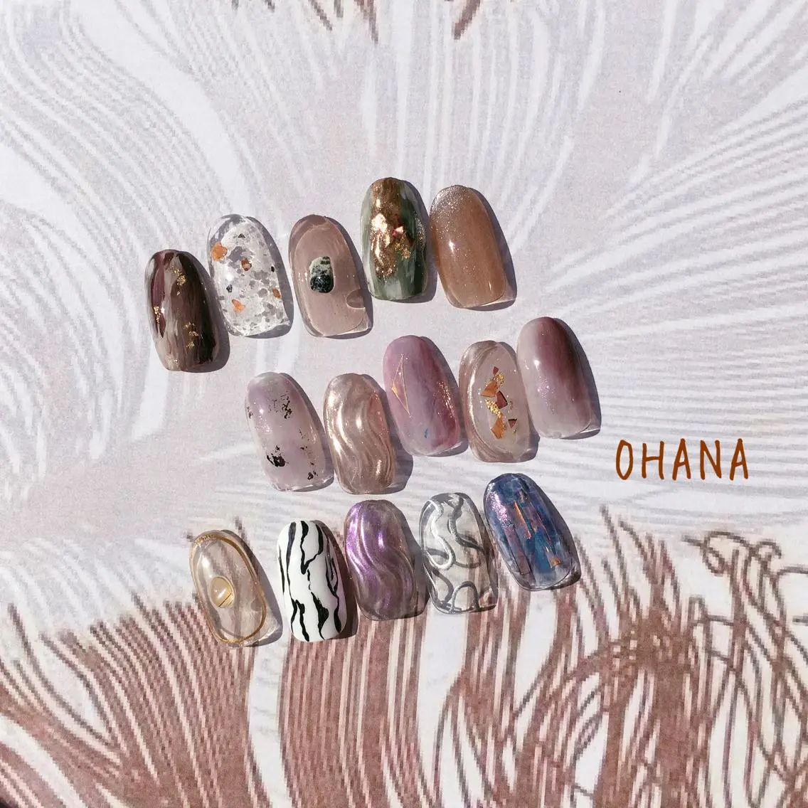 ネイル べっ甲ネイル フットネイル ラメ(グリッター) ラメグラデーション マグネットネイル nailroom OHANA🌴のネイルデザイン