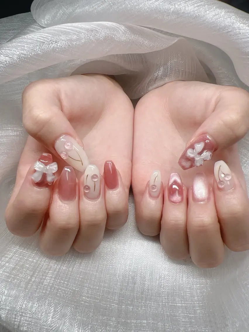 ネイル 長さ出し グラデーション キラキラネイル マグネットネイル ニュアンスネイル Lee Nails チップ長さだし専門店のネイルデザイン
