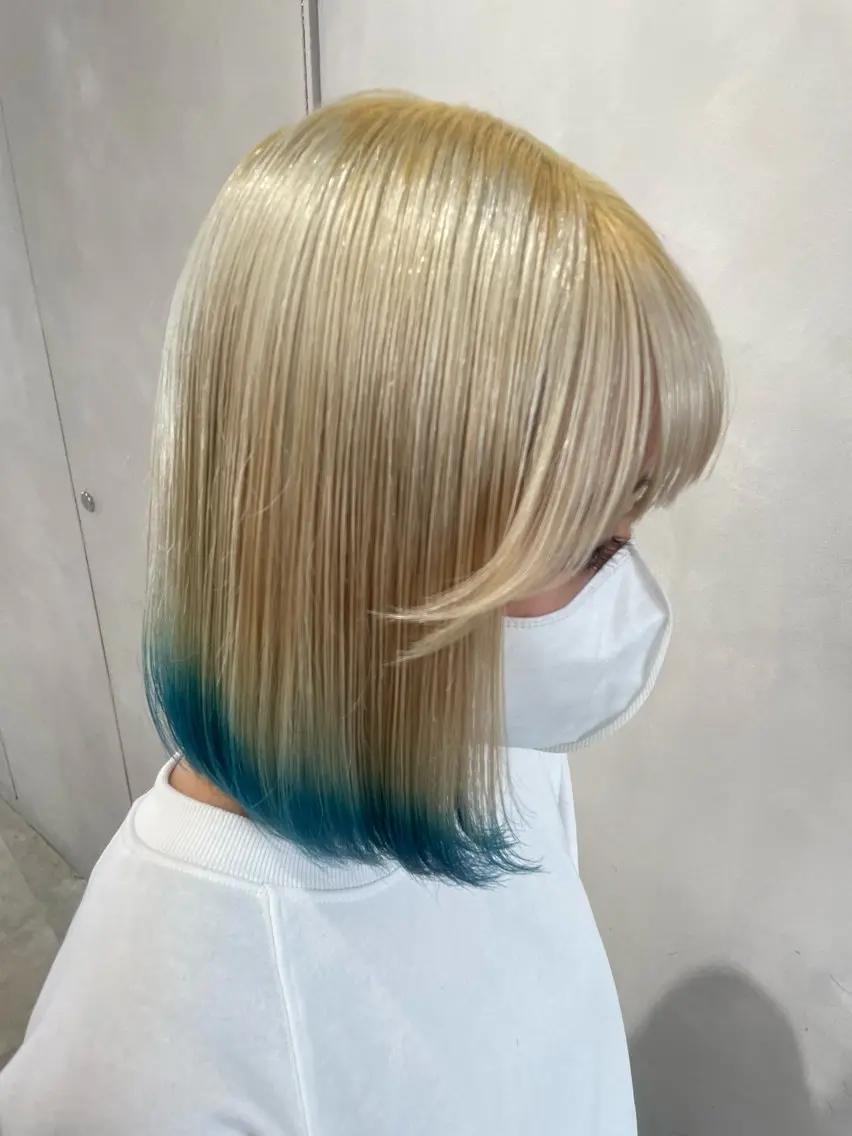 ミディアム カラー ブリーチ ブロンド カット ヘアカラー トリートメント 透明感カラー✨艶髪 制作🌱山根あゆみのヘアスタイル