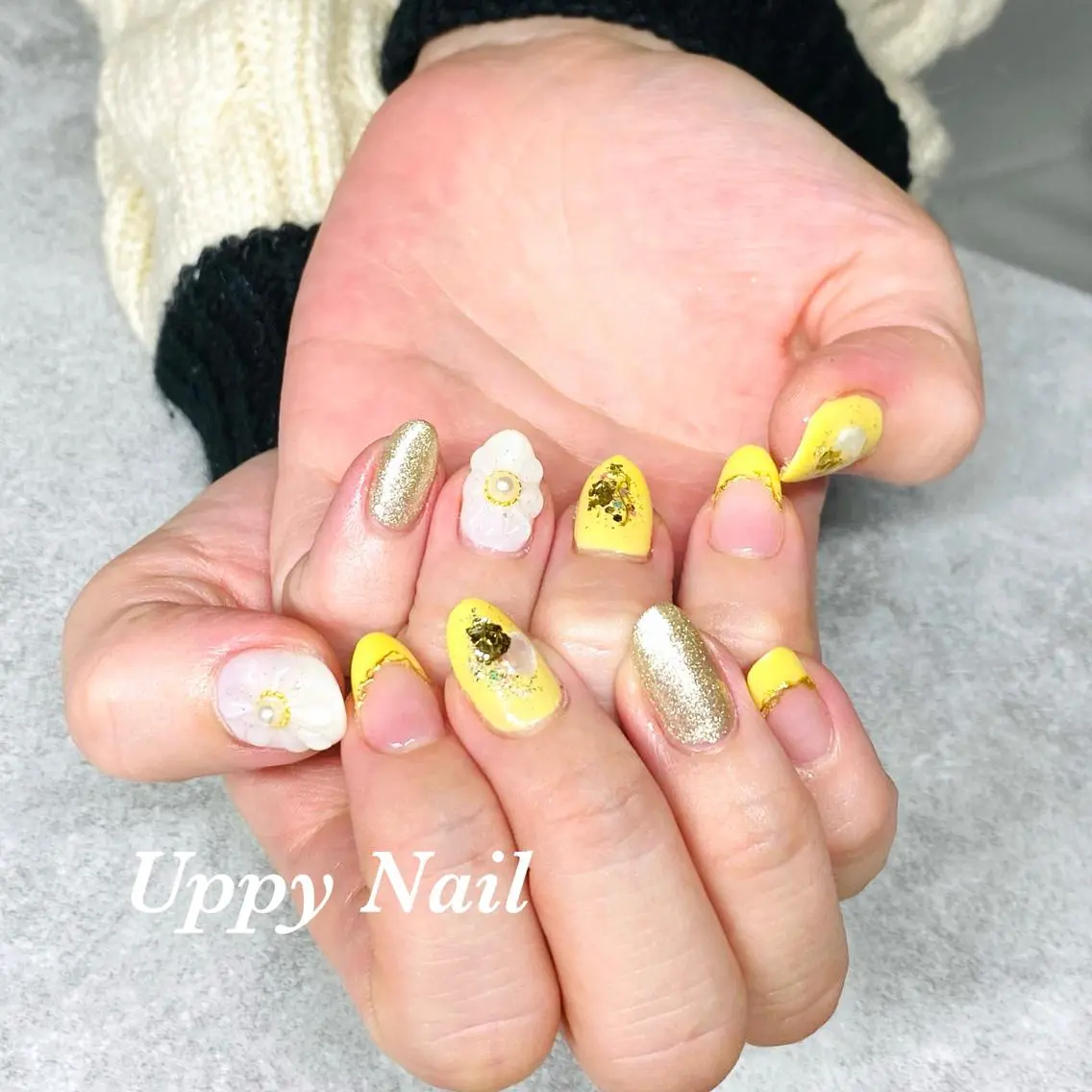 ネイル フラワーネイル ぷっくりネイル 春ネイル ハンドネイル Uppy Nail ukyoのネイルデザイン