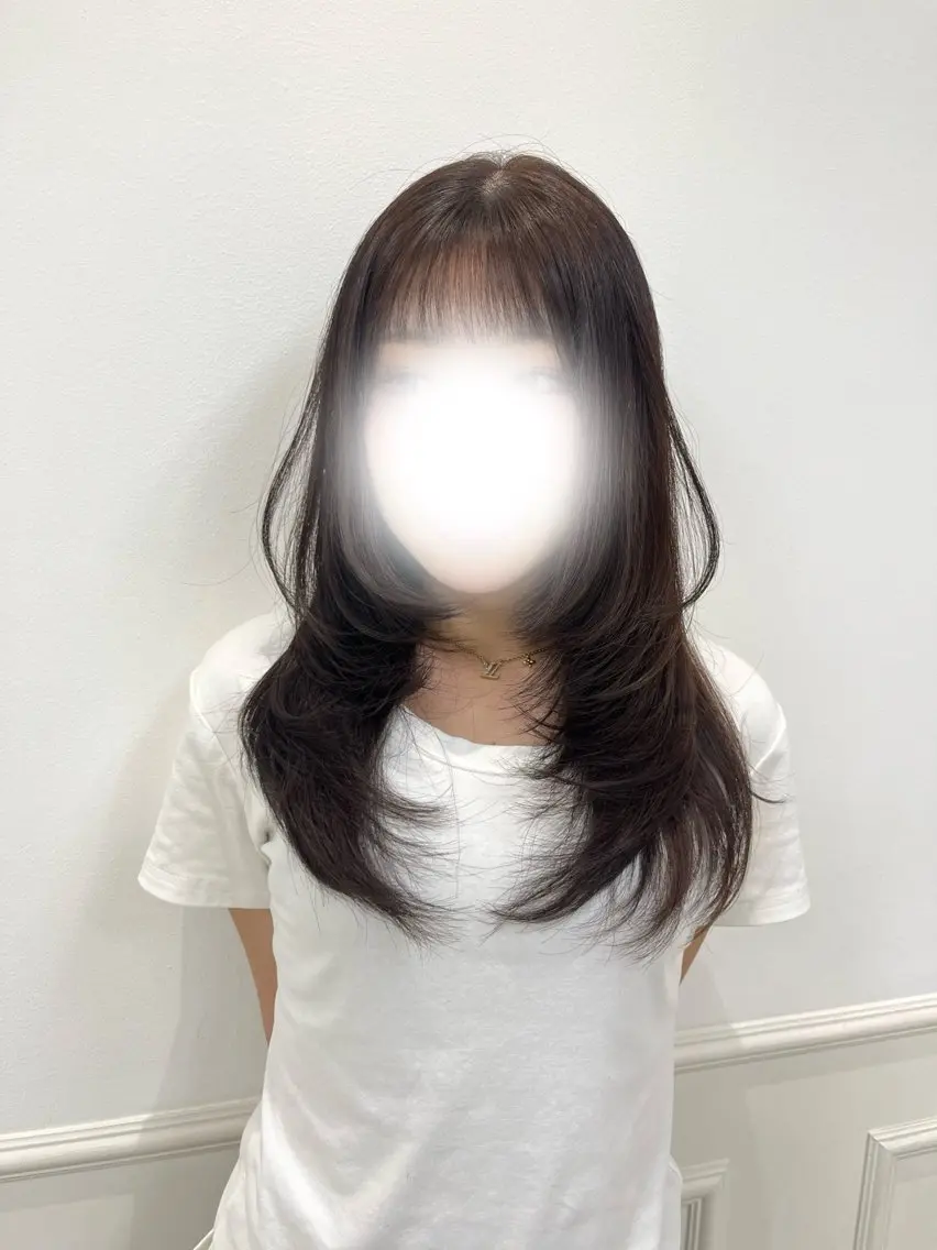 ロング カラー レイヤーカット カット ヘアカラー 韓国･ワンホンヘア linon🐈‍⬛のヘアスタイル