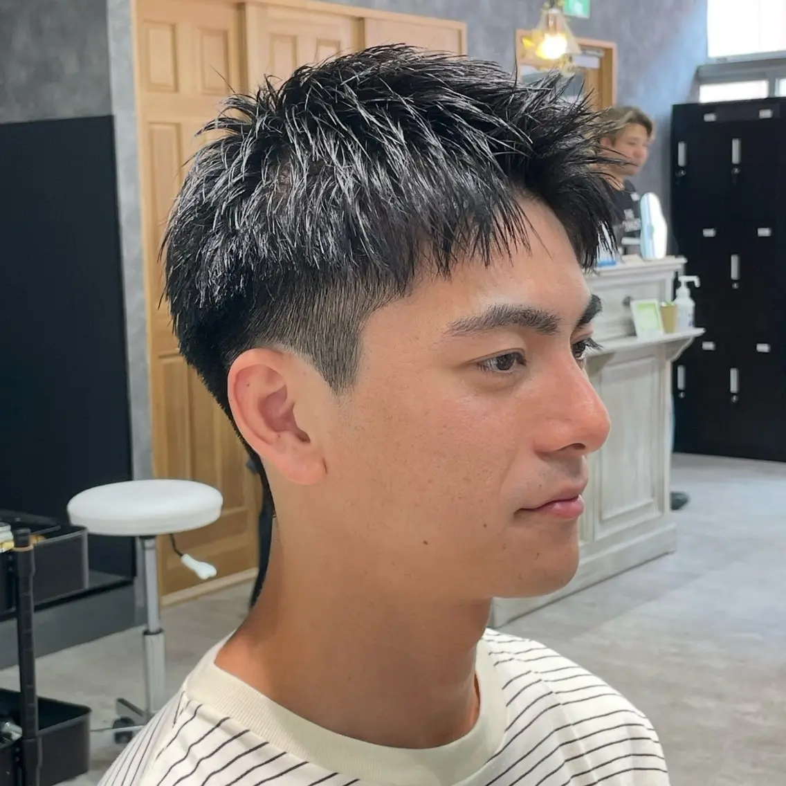 ショート メンズ アップバング スパイキーショート 刈り上げ ショートヘア 音頭 津田沼 ニュアンス,フェザーのヘアスタイル