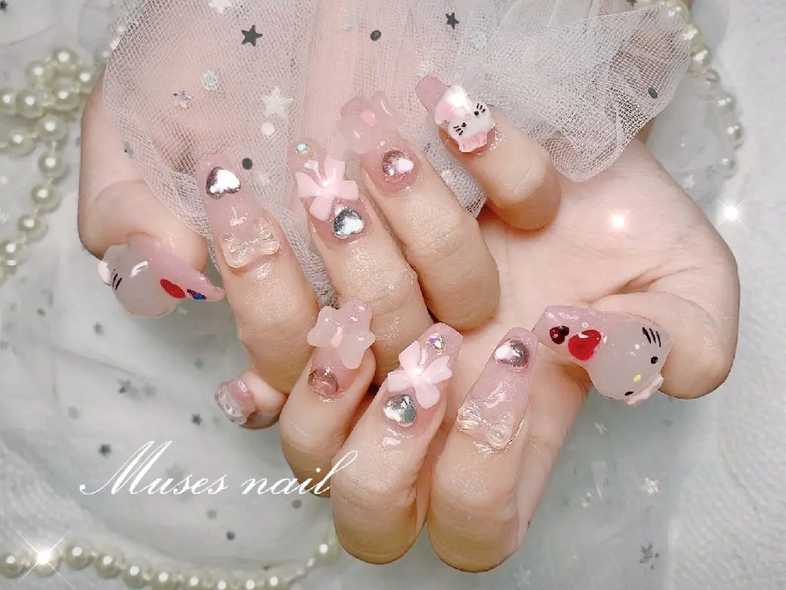 【自爪】【新規オフ無料】シリコンパーツ付け放題✨🐱🎀の写真