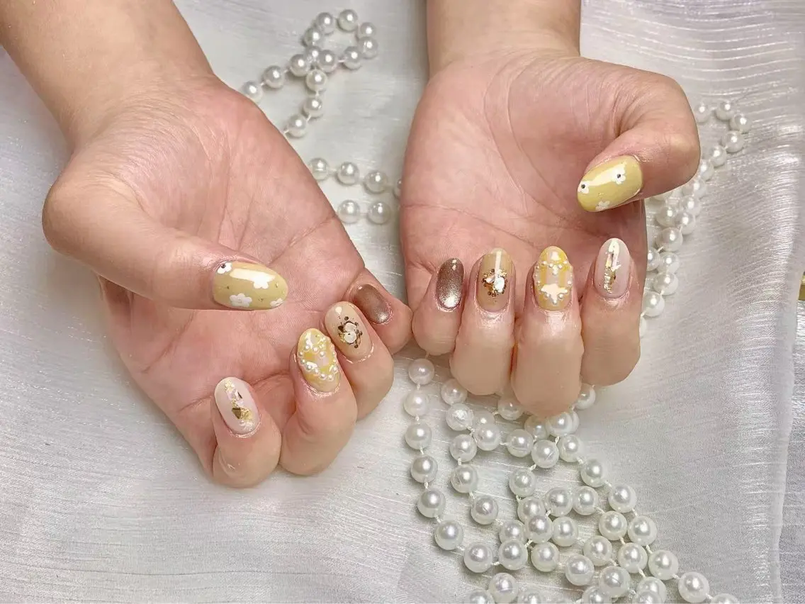 ネイル アートネイル フットネイル ジェルネイル ハート マグネットネイル babarla Nailのネイルデザイン