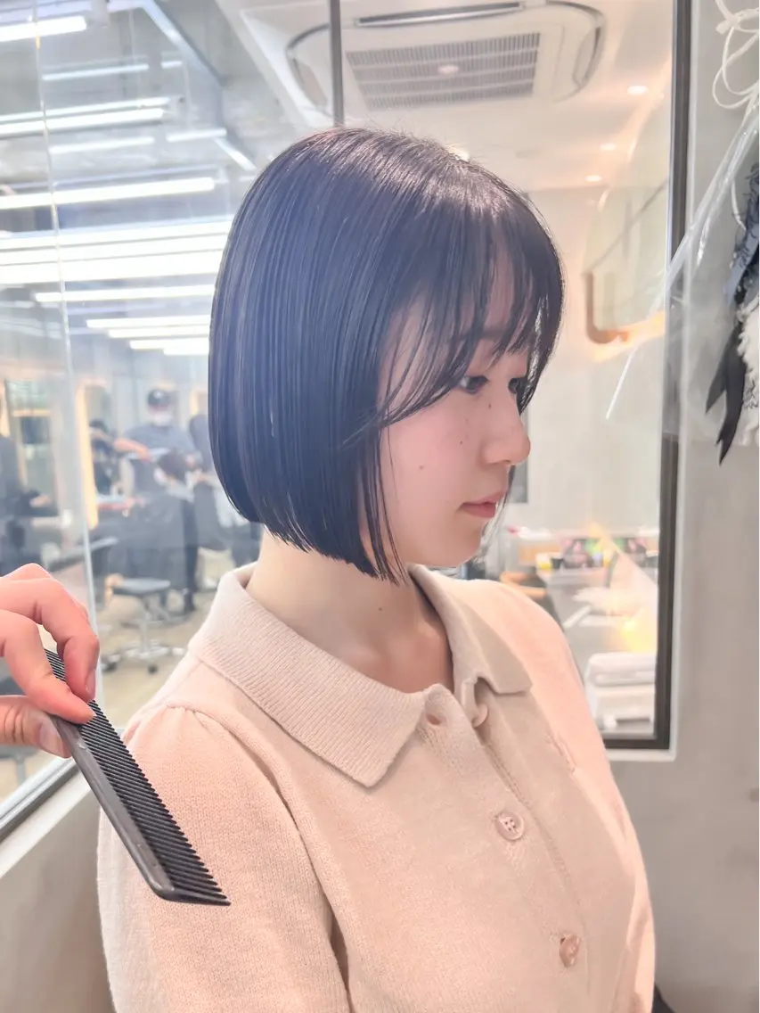 ミディアム カット ヘアカラー トリートメント ボブ/縮毛矯正 髪質改善/もえるのヘアスタイル