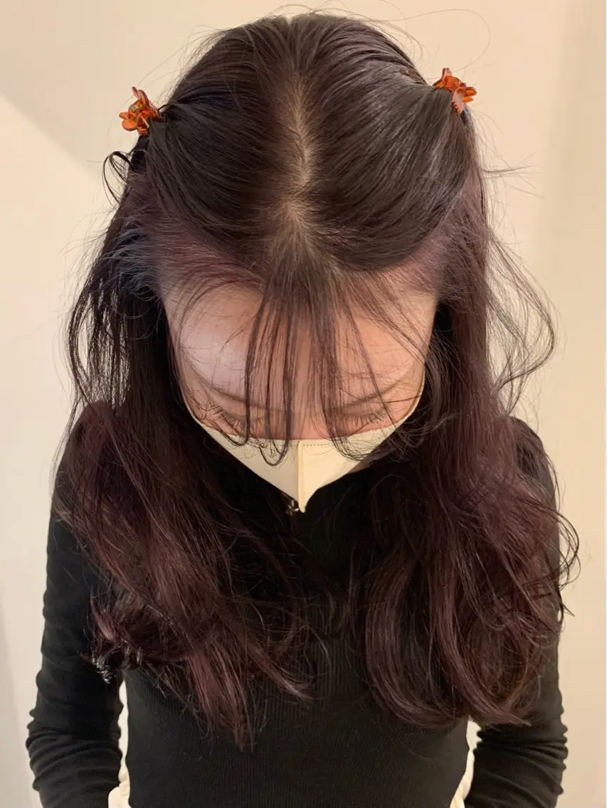ロング カラー 透明感カラー ラベンダーカラー ラベンダーピンク ピンクカラー カット ヘアカラー トリートメント 落合希 Olivebeigeのヘアスタイル