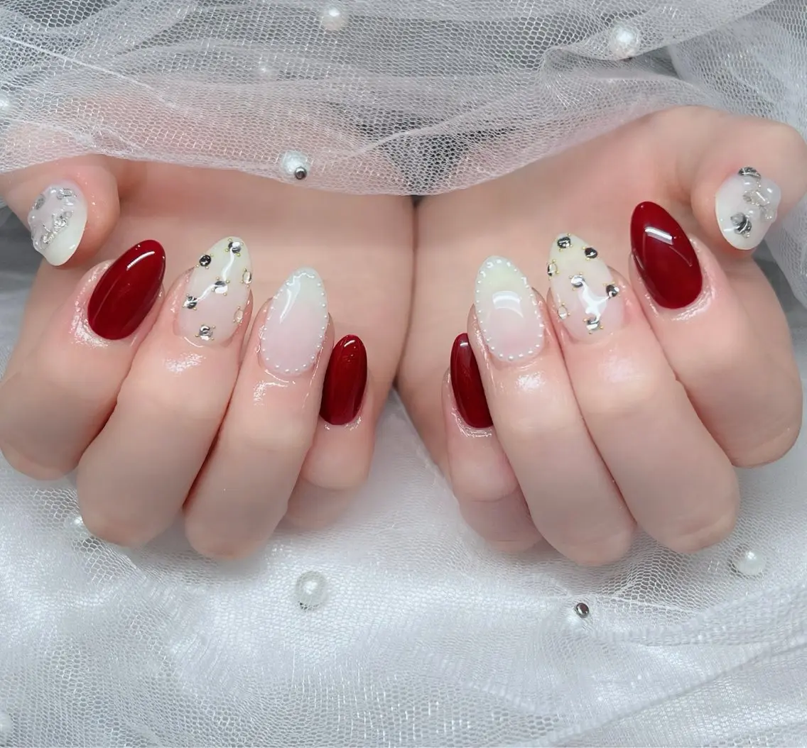 ネイル ハンドネイル 🎀PG🩵 ネイルサロンのネイルデザイン