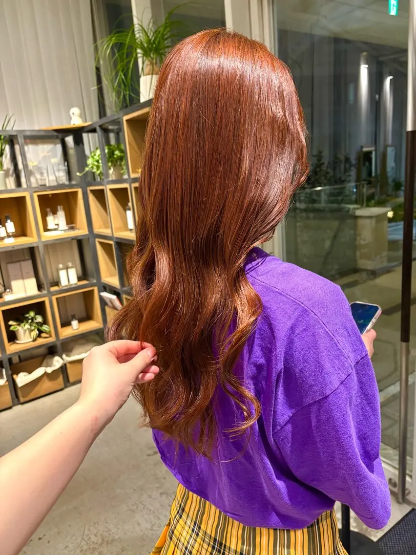 ロング オレンジブラウン ヘアカラー OTA YUKIのヘアスタイル