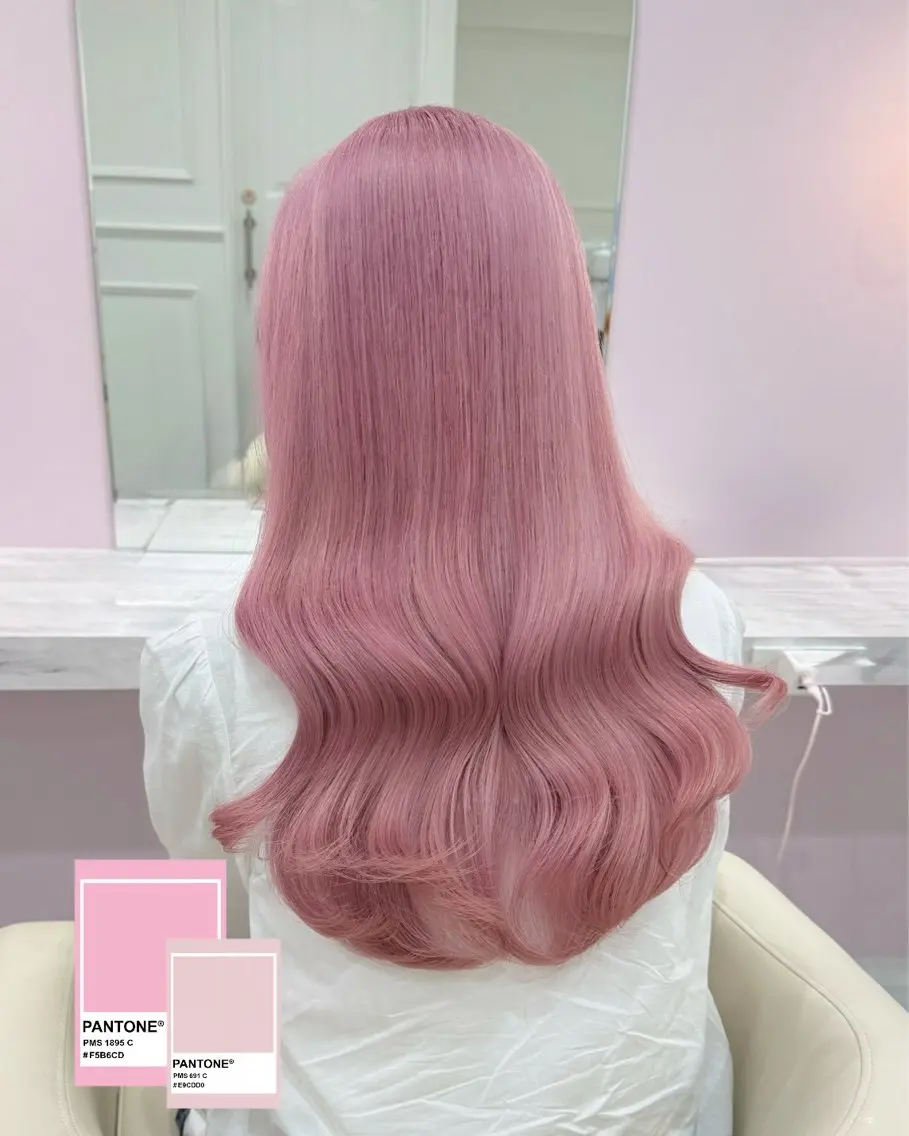 ロング カラー ピンクカラー ヘアカラー トリートメント 表参道/ハイトーン/ ブリーチ/みずは🎀のヘアスタイル