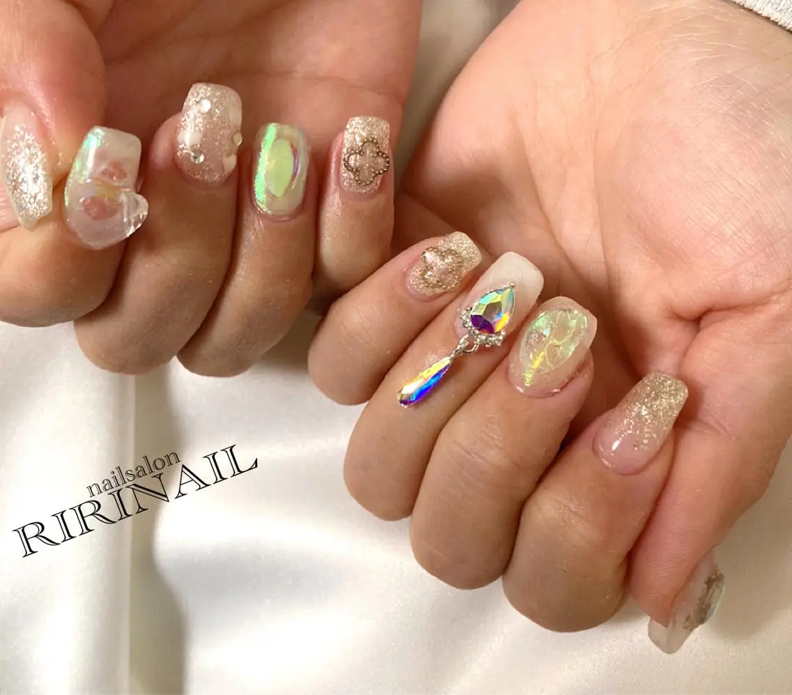 ネイル 氷ネイル・うるうるネイル キラキラネイル 韓国ネイル RIRI NAIL♡のネイルデザイン