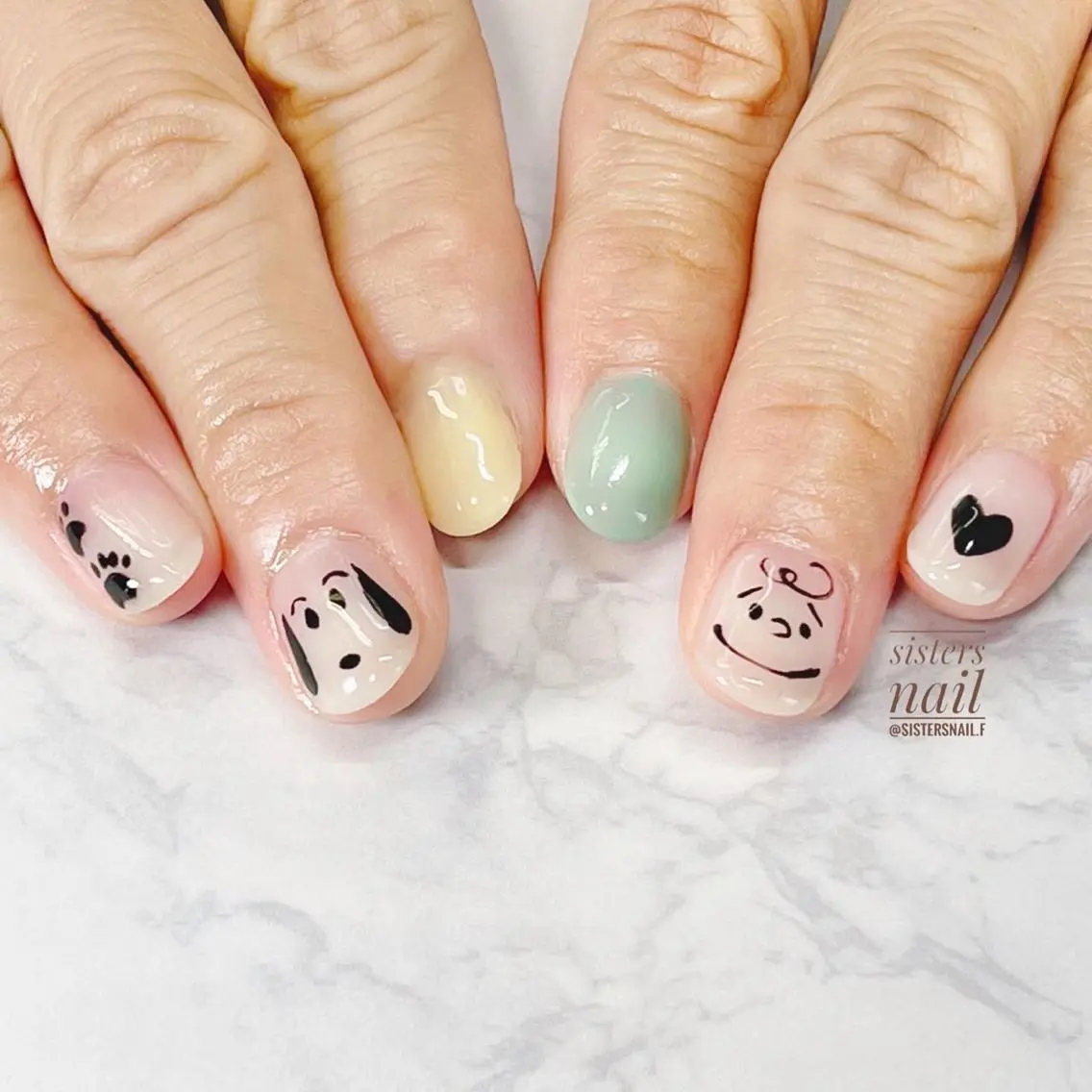 ネイル アートネイル ブラウン ショートネイル 夏ネイル sisters nail.fのネイルデザイン
