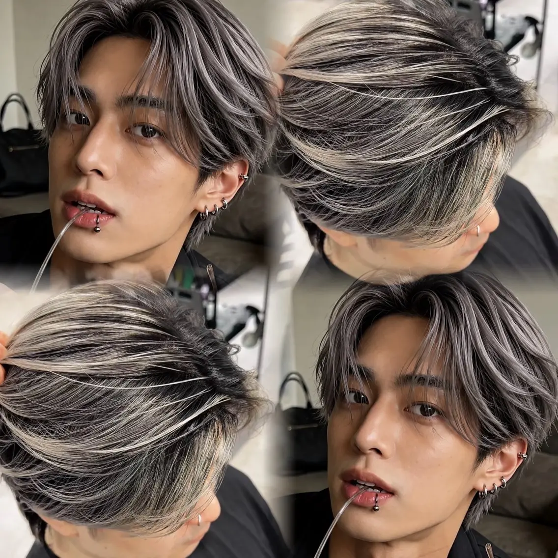 カラー メンズ メンズバレイヤージュ バレイヤージュ シルバー ヘアカラー 原宿/ハイライト バレイヤージュ/大智のヘアスタイル