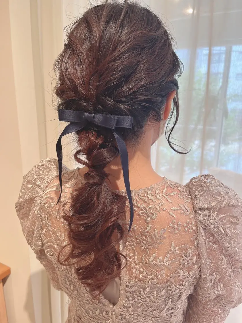 💗ヘアカラー+ヘアアレンジ仕上げプラン💗💓ツヤツヤ綺麗になったヘアを簡単なアレンジでお仕上げします🌟🌟😊の写真