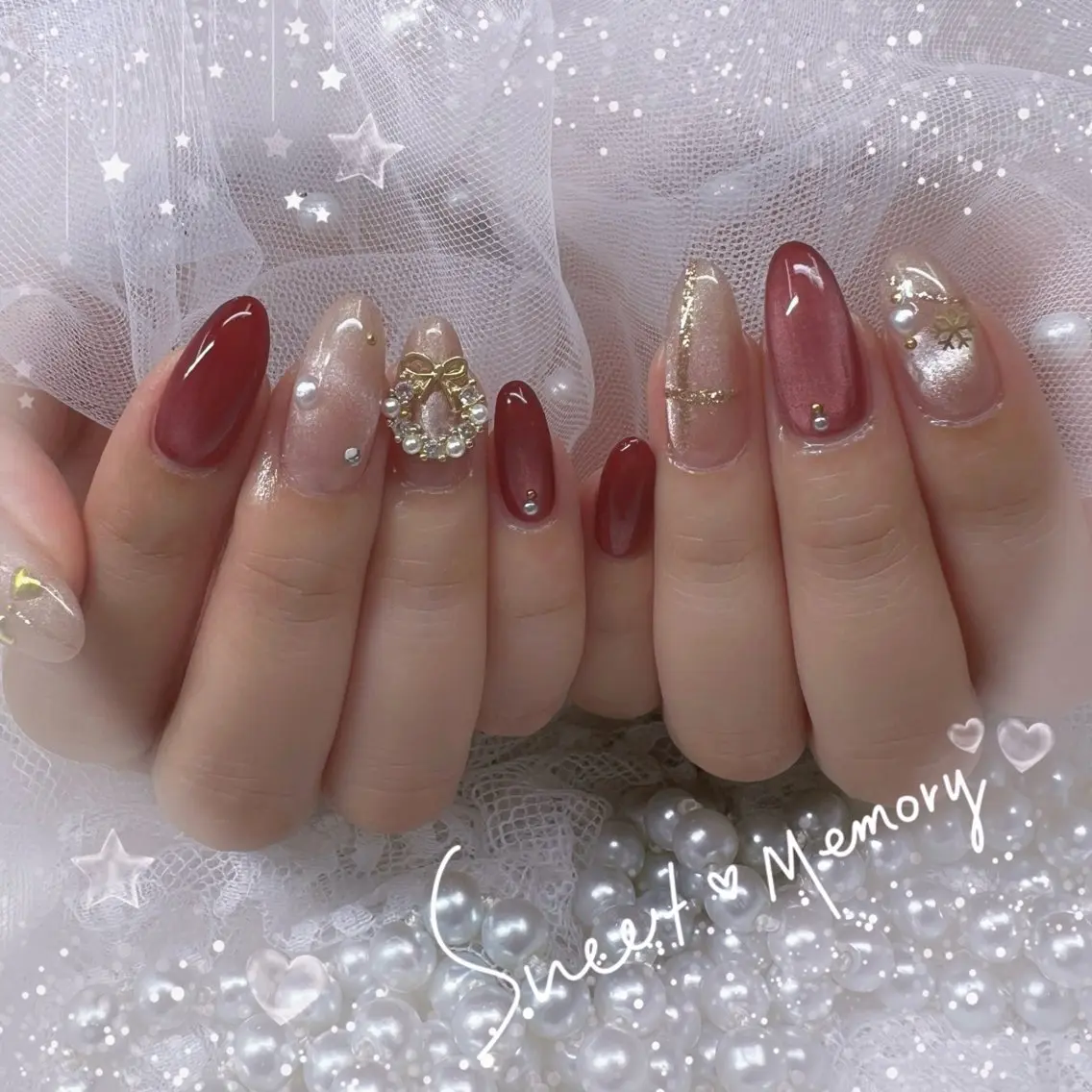 ネイル チークネイル フレンチネイル ガーリー ガラスフレンチ グラデーション ハンドネイル Chill Nailsalonのネイルデザイン