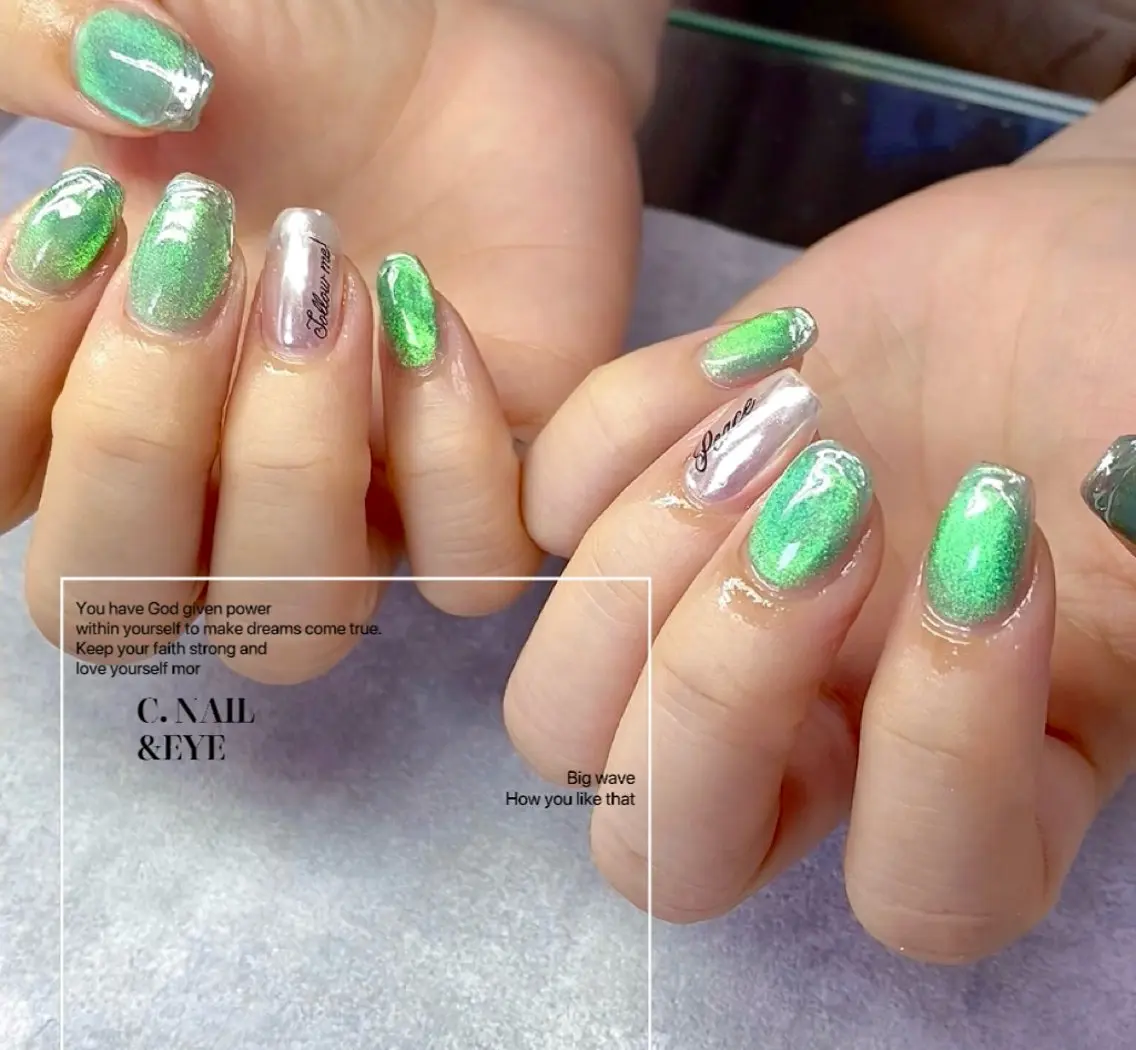ネイル フラッシュネイル フットネイル 氷ネイル・うるうるネイル ロングネイル マグネットネイル C.Nail &Eyeのネイルデザイン