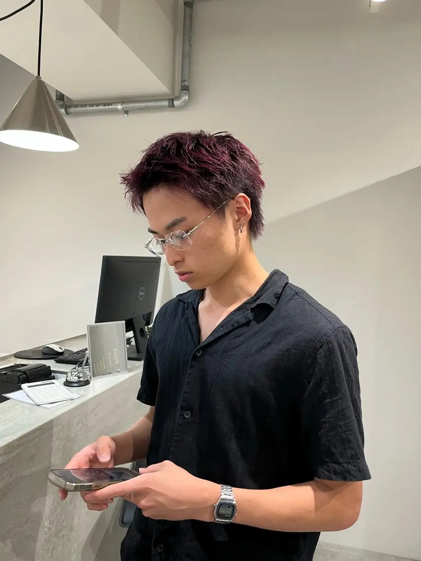 メンズ オールバック アップバング センターパート フェードカット マンバンヘア カット ヘアカラー 西岡 あつみ/ 堀江美容室のヘアスタイル