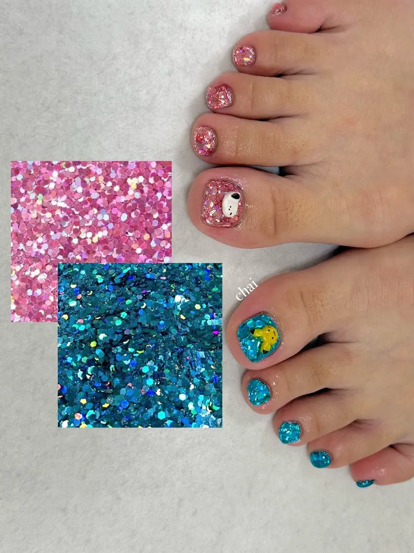 ネイル フットネイル キラキラネイル 夏ネイル フットネイル chai nail + eye📍鶴橋のネイルデザイン