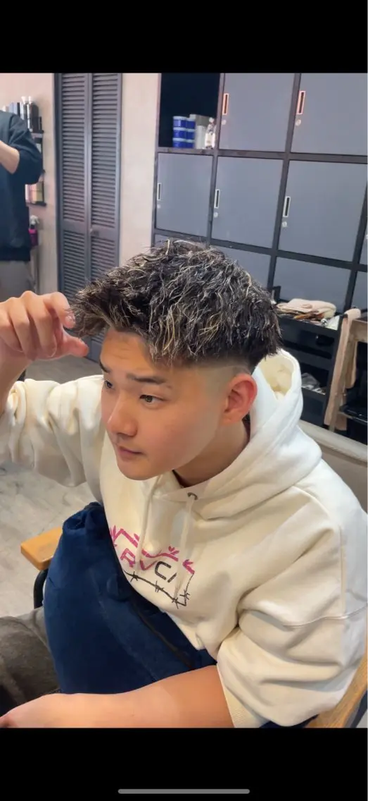 ショート カラー パーマ メンズ メンズメッシュ メッシュ カット ヘアカラー パーマ 藤沢美容室/メンズ afloat_ryoのヘアスタイル