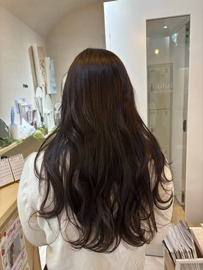 ロング ヘアカラー トリートメント あそう/梅田 /ベージュカラーのヘアスタイル