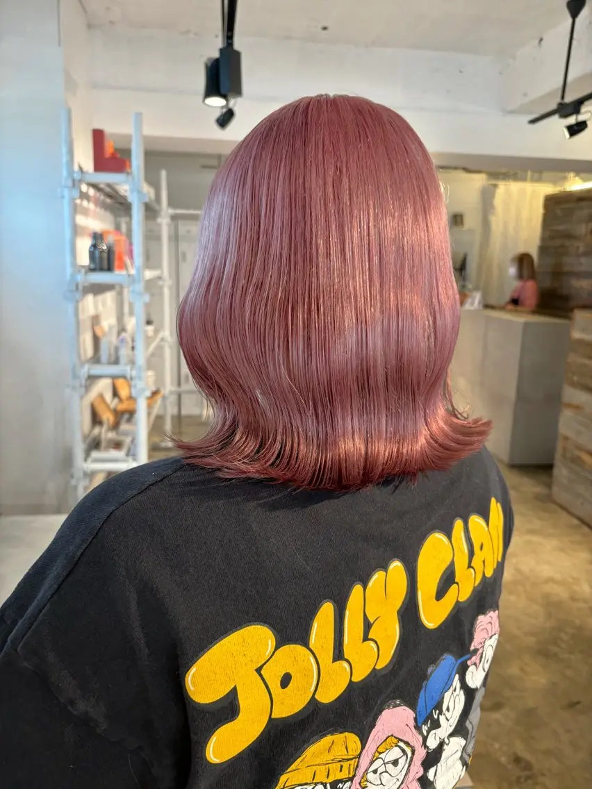セミロング カラー ベージュカラー ブリーチ ケアブリーチ ケアカラー ダブルカラー 暖色カラー🍒 ケアブリーチ/akiのヘアスタイル