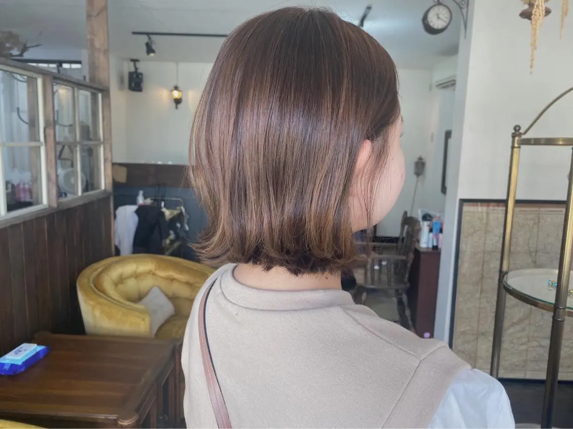 ミディアム カラー ブラウンカラー ヘアカラー hair&make chambre宜野湾のヘアスタイル