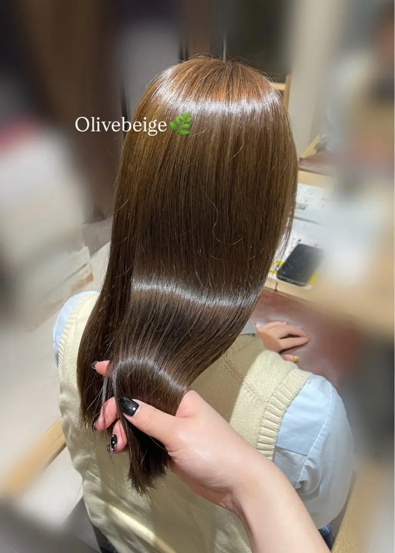 カラー ベージュカラー オリーブベージュ オレンジ ヘアカラー トリートメント ‎友愛/ 川越/艶カラー‪⋆꙳のヘアスタイル