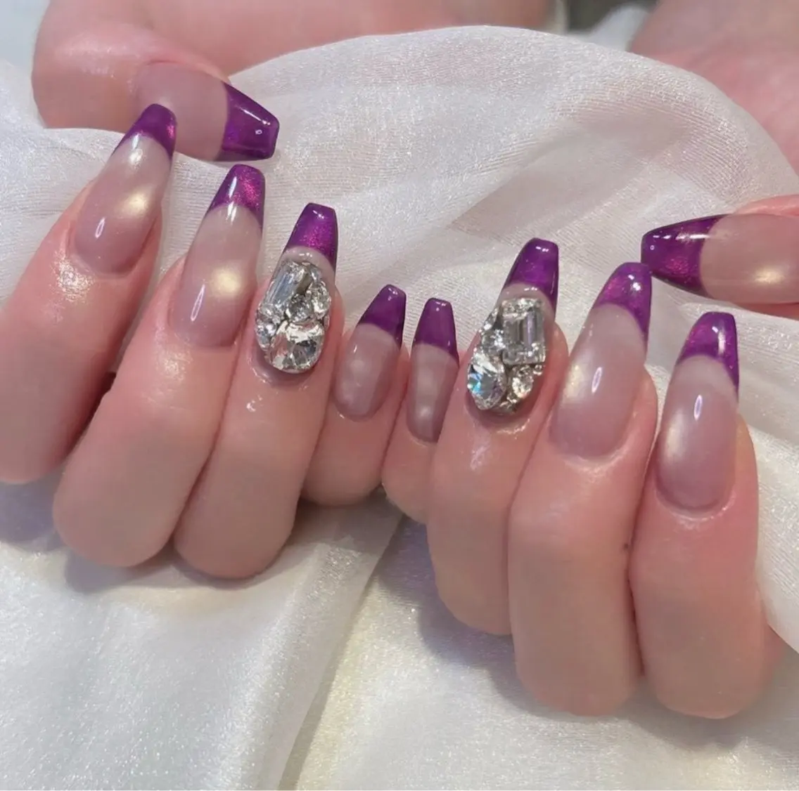 ネイル チークネイル 長さ出し フラッシュネイル フレンチネイル グラデーション ハンドネイル Lenie Nail Salonのネイルデザイン