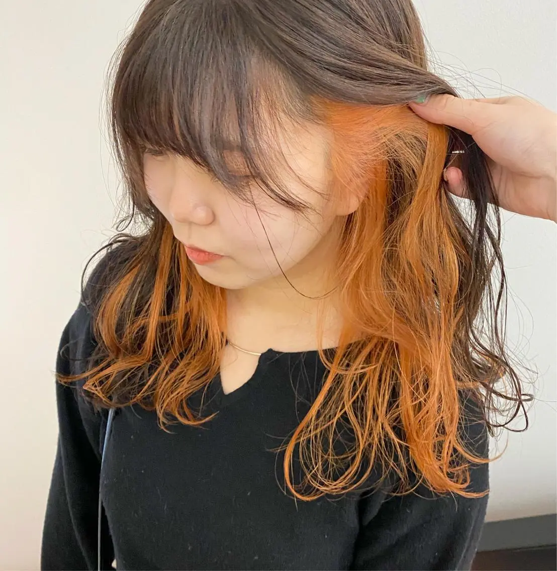 ロング カラー オレンジ 顔周りカット/透明感 カラー✂️MEIのヘアスタイル