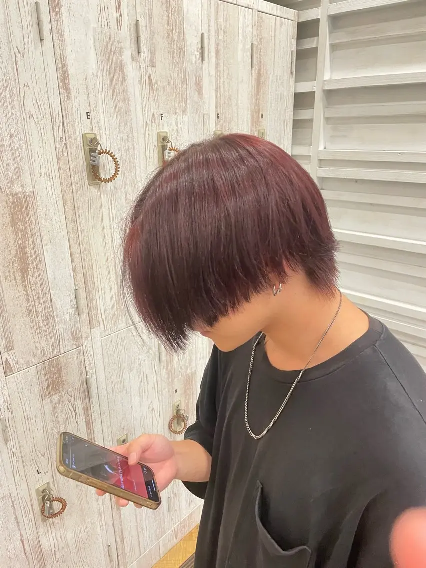 ショート カラー メンズ レッドカラー RIKU 髪質改善/縮毛矯正のヘアスタイル
