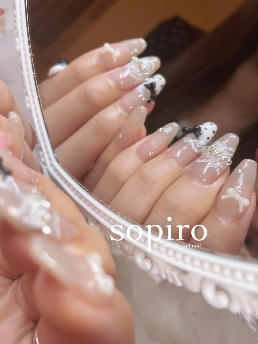 ネイル ドット レース ハンドネイル sopiro akaneのネイルデザイン