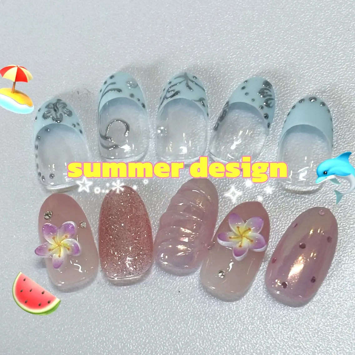 【トレンド夏design🌺🍉ぷっくりアート/ミラー/フレンチ】オフあり ウォーターケア付💧の写真