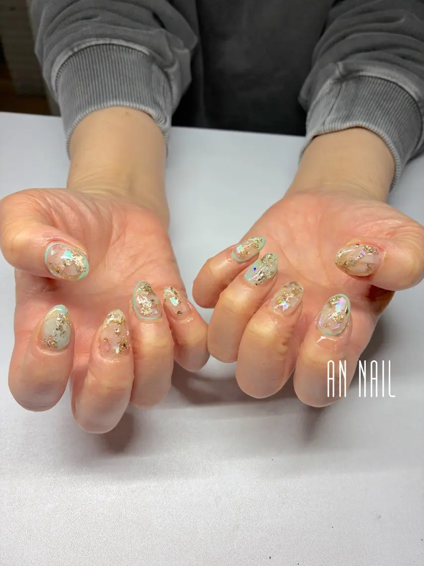 ネイル 持ち込み 夏ネイル ハンドネイル AN Nailのネイルデザイン