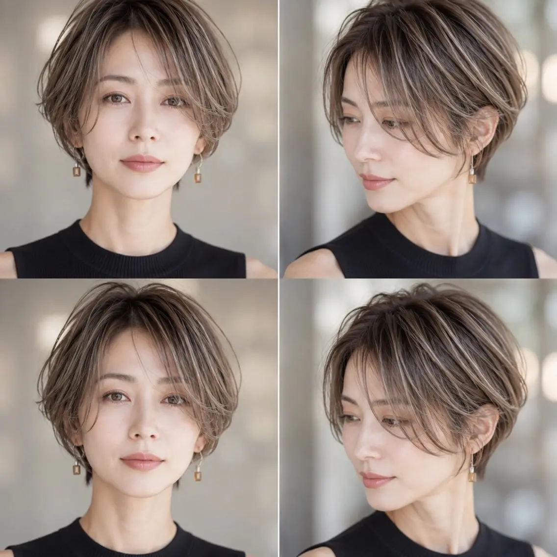 ショート カット ヘアカラー トリートメント 白髪ぼかし 🔥イワイコウキのヘアスタイル