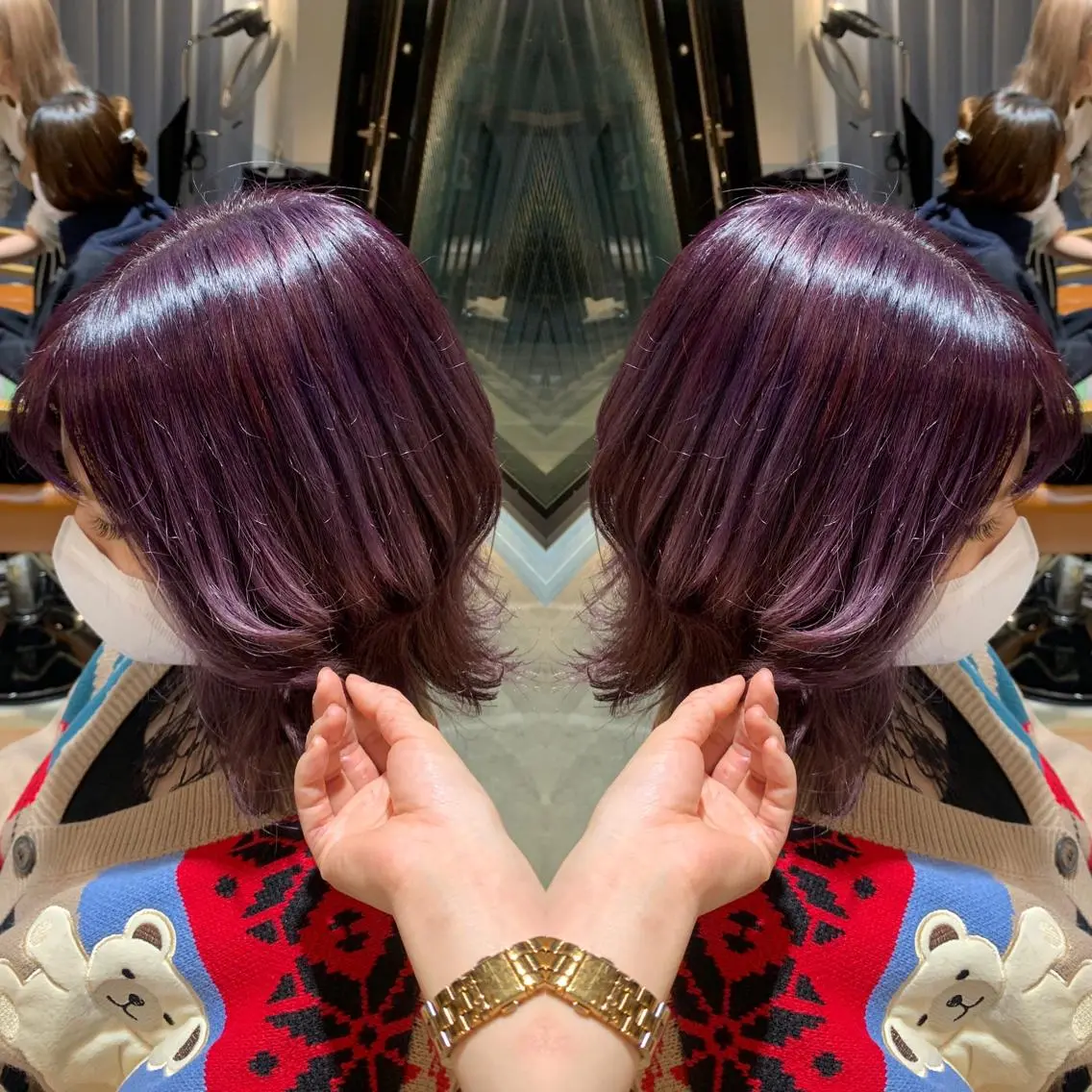 ミディアム カラー バイオレットカラー 韓国🇰🇷 ✂︎hair 内田愛のヘアスタイル