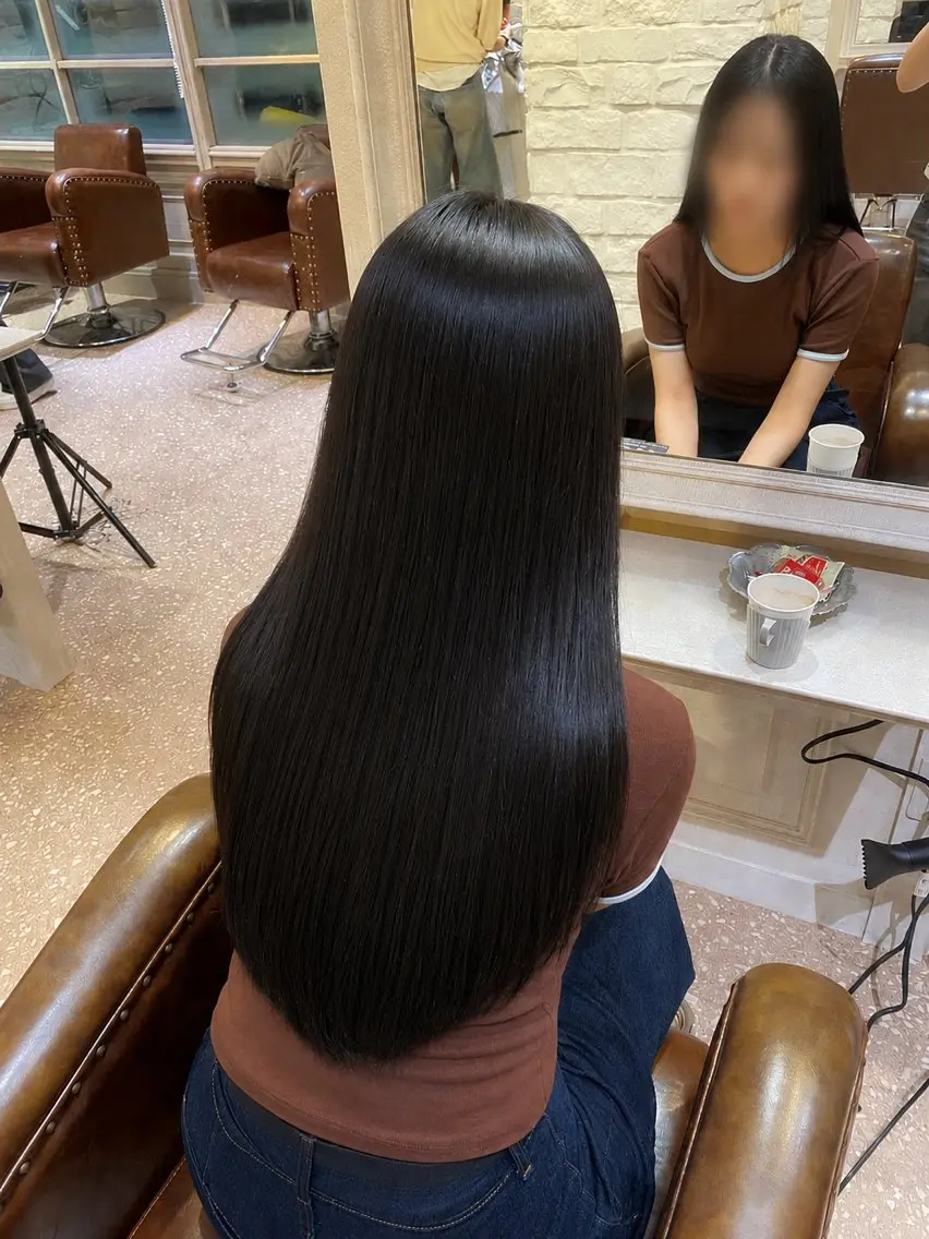 ロング カラー 黒髪 透明感カラー ヘアカラー 阿部 未來のヘアスタイル