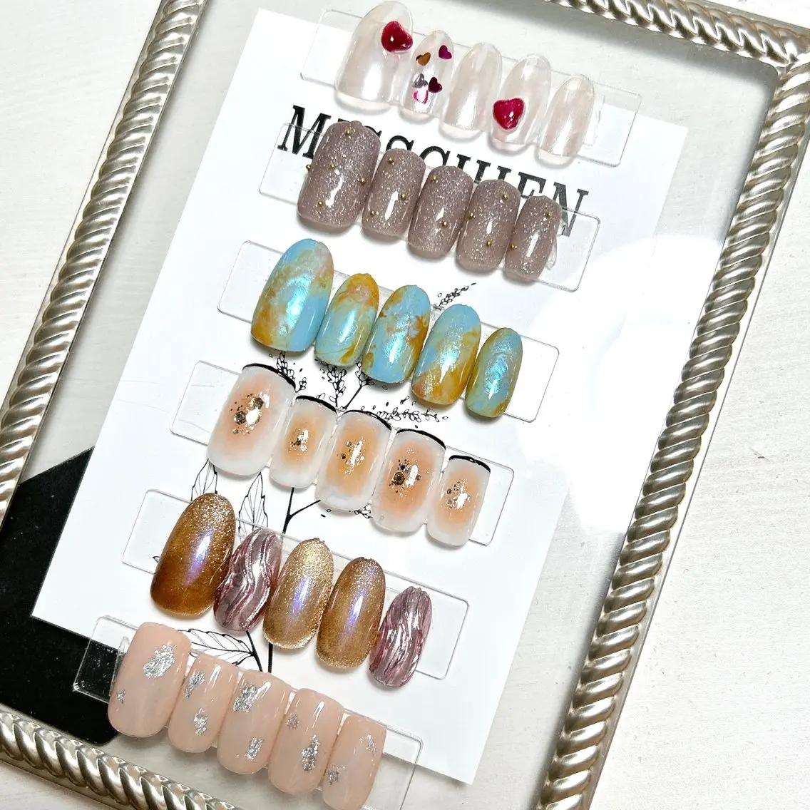 ネイル オーロラネイル チークネイル フレンチネイル ジェルネイル ハート ハンドネイル Kai  nail Mayukoのネイルデザイン