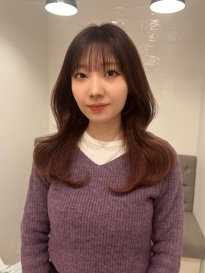 セミロング レイヤーカット カット ヘアカラー トリートメント レイヤーカット/長岡 グレージュ/マユ🎀のヘアスタイル