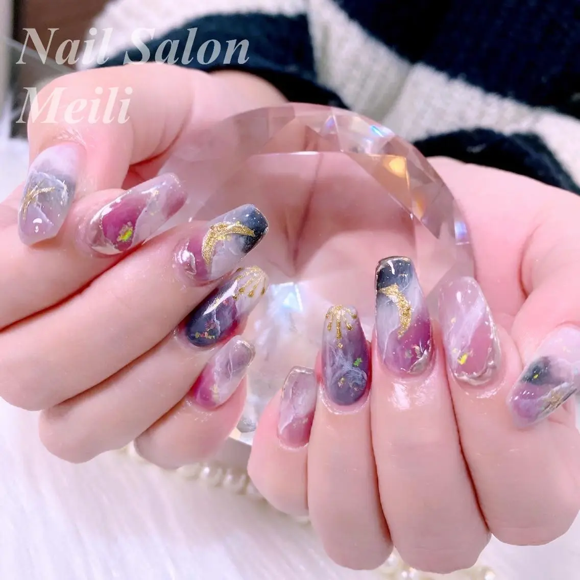 ネイル アートネイル 大理石ネイル(マーブル) 春ネイル NAILSALON MEILIのネイルデザイン