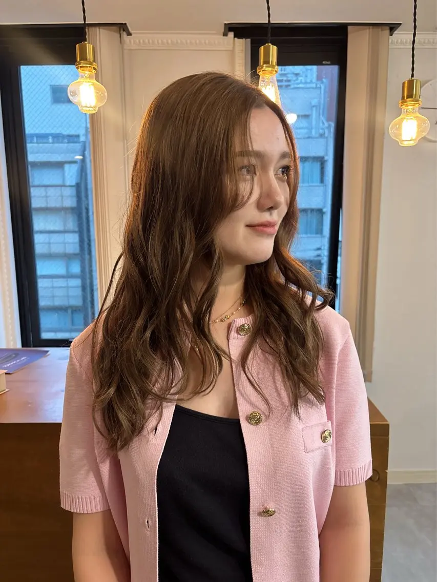 ロング カット ヘアカラー トリートメント 南堀江レイヤーカット MIKU🍒のヘアスタイル