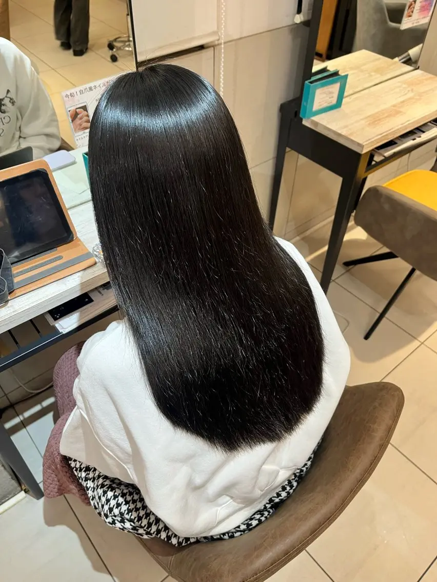 ロング 縮毛矯正 縮毛矯正 Arisa 𖤐 ̖́-のヘアスタイル