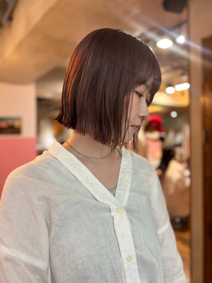 ミディアム カット ヘアカラー トリートメント ♥️ボブ/ブリーチ なしカラー/mahoのヘアスタイル