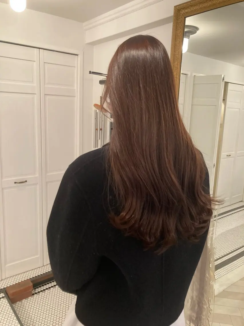 ロング カラー ブリーチ ブラウンカラー ブリーチなしカラー カット ヘアカラー お洒落ベージュ🤎 代官山shibukiのヘアスタイル