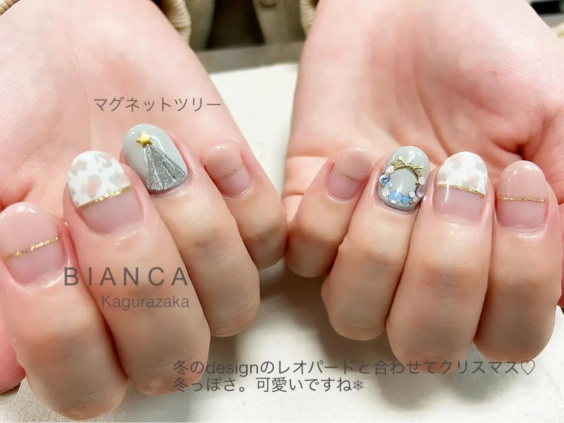 ネイル アニマル柄 冬ネイル クリスマス BIANCA Ouchidaのネイルデザイン
