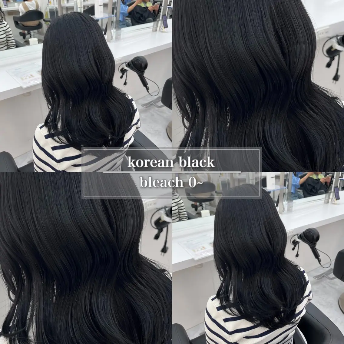 ミディアム カラー 黒髪 ブリーチ ブルーカラー ブルーブラック ダークグレー ヘアカラー トリートメント 天神/ケアブリーチ/ 髪質改善/上質艶髪のヘアスタイル