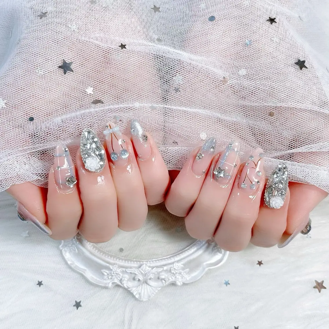 ネイル チークネイル 長さ出し フレンチネイル ジェルネイル グラデーション ハンドネイル THANHTHANH NAILのネイルデザイン