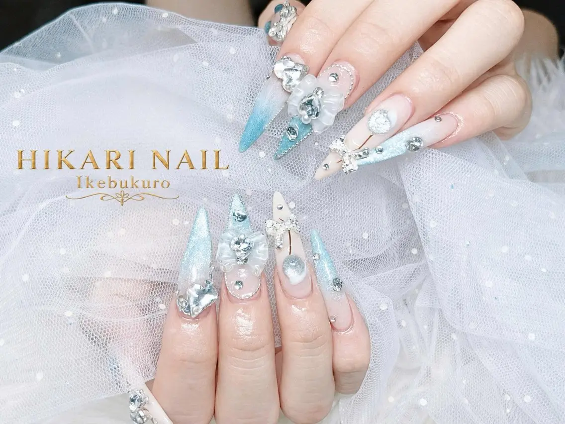 ネイル チークネイル 長さ出し フレンチネイル ガーリー ハロウィン ハンドネイル HikariNail Ikebukuroのネイルデザイン