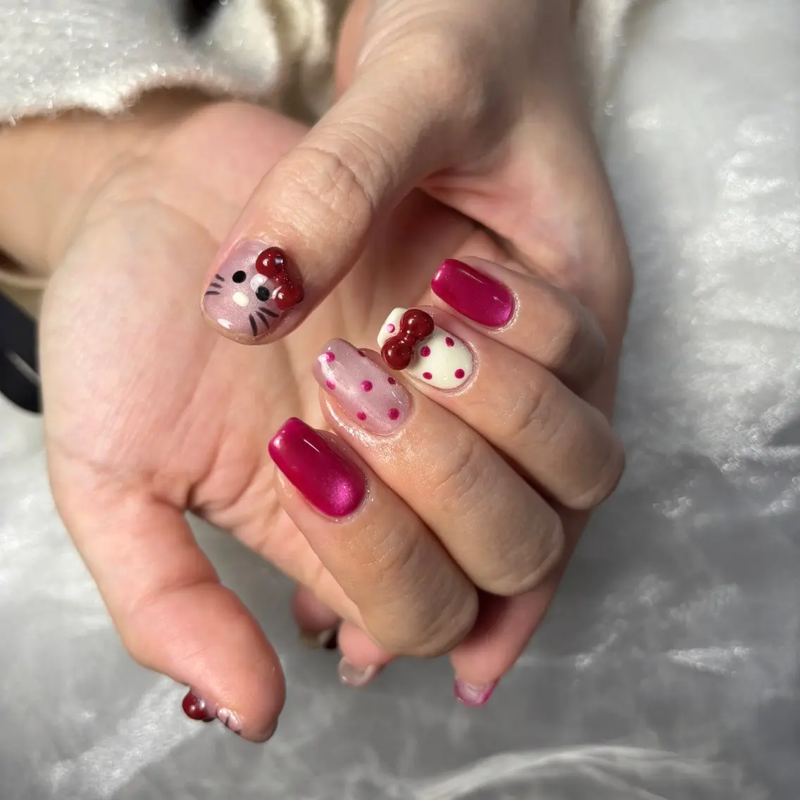 ネイル マグネットネイル ピンク ハンドネイル XIINH NAIL SALONのネイルデザイン