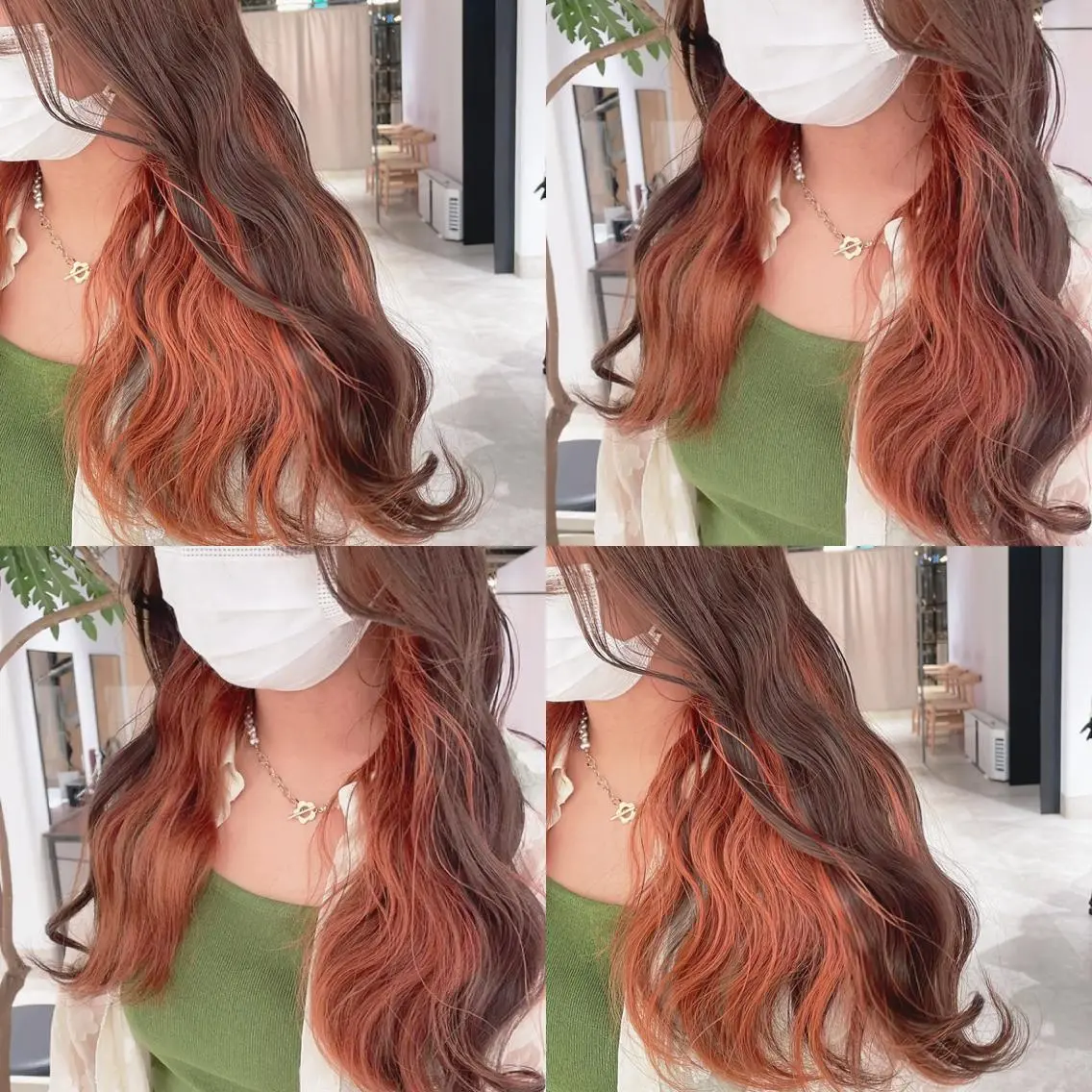 カラー ブリーチ オレンジ ヘアカラー トリートメント 渋谷:インナーカラー ／🍒エリカ🍒のヘアスタイル