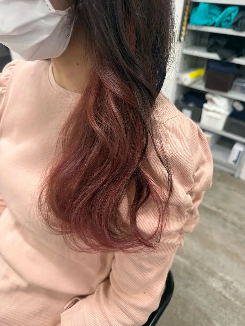 カラー グラデーションカラー ピンクカラー 韓国ヘア✨グレージュ カラーasamiのヘアスタイル
