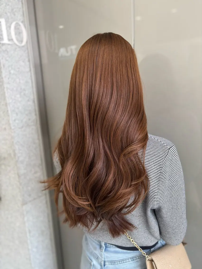 ロング カラー ヘアカラー トリートメント ヘッドスパ ヘアセット 流行りの透明感カラー ×縮毛矯正🤍ユウのヘアスタイル